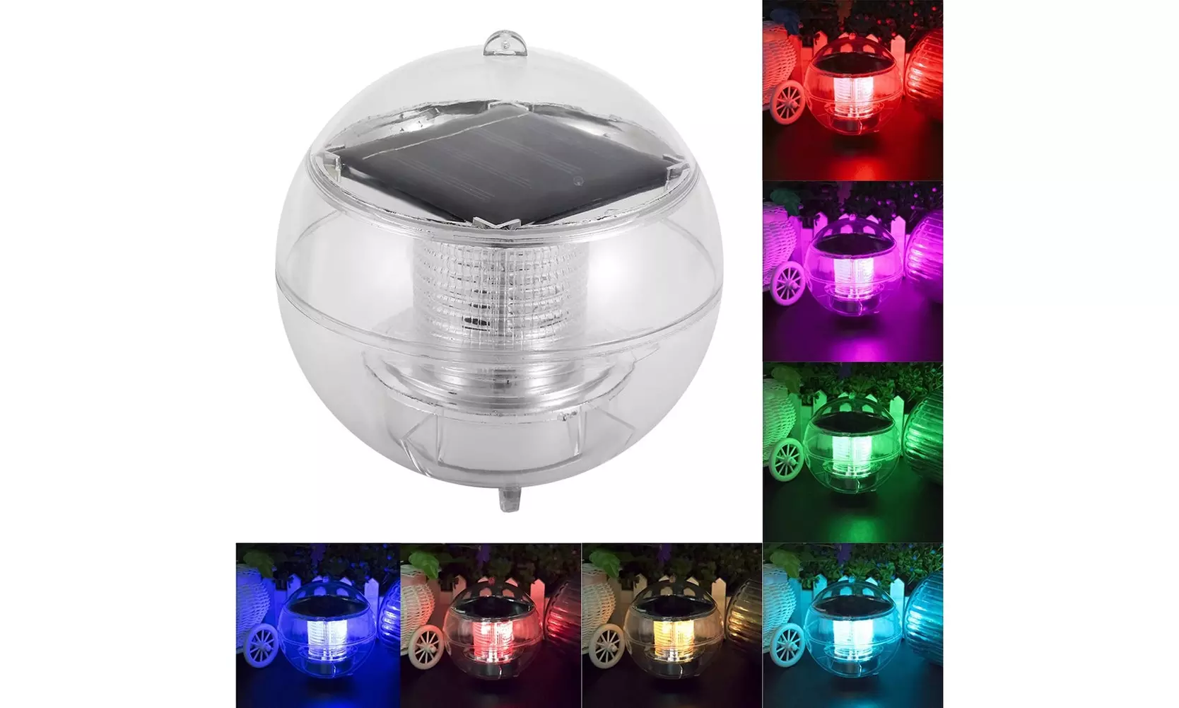 Outdoor Solar LED Floating Lights Garden Pond Pool Lamp Rotating Color Changed - Primary Image