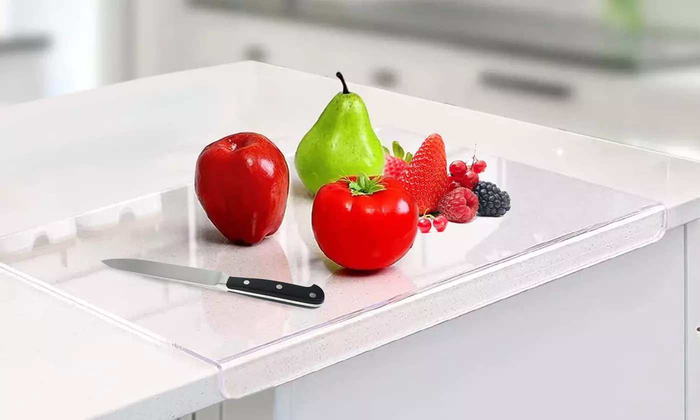 NewHome 18"x16" Clear Acrylic Cutting Board with Counter Lip (2-Pack)