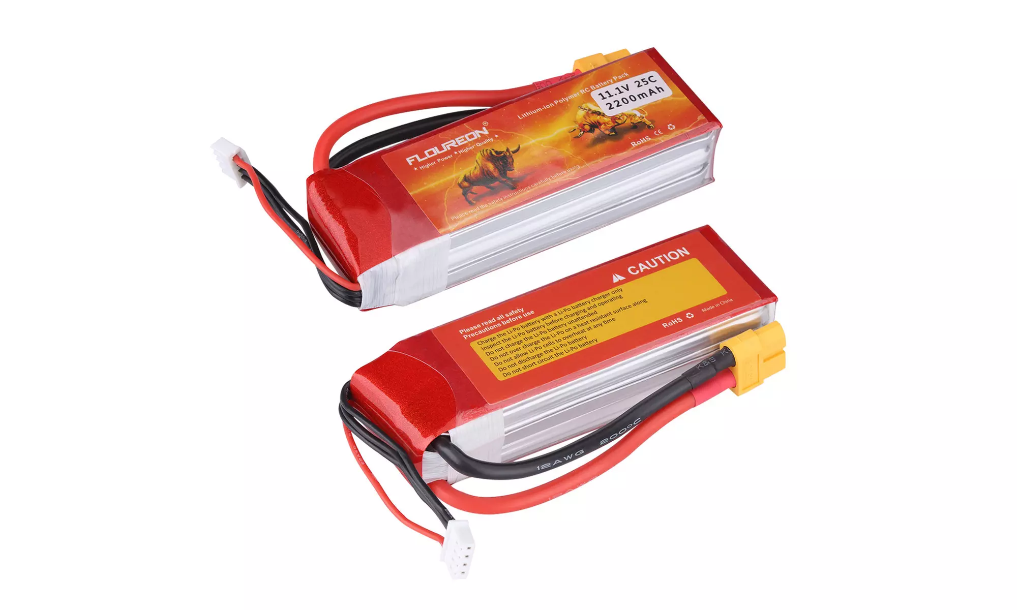 2 X FLOUREON 3S1P 11.1V 2200mAh 25C with XT60 Plug LiPo Battery Pack - Primary Image