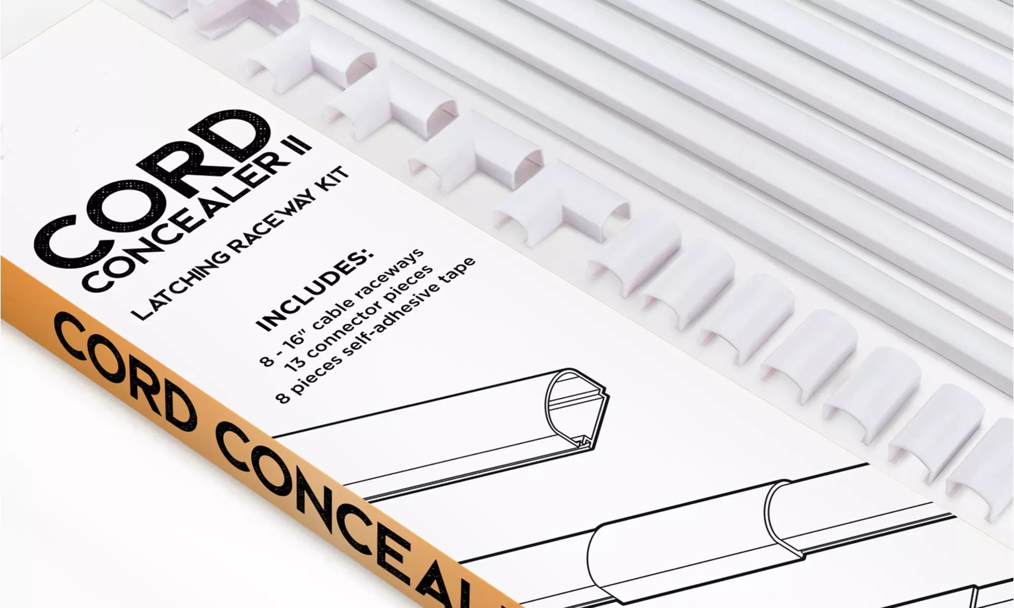 Cord Concealer II One-Cord Raceway Kit - SimpleCord 128" Cable Management System - Primary Image