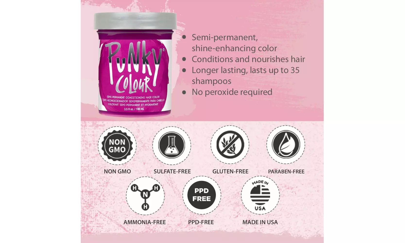 Punky Flamingo Pink Semi Permanent Conditioning Hair Color - Primary Image