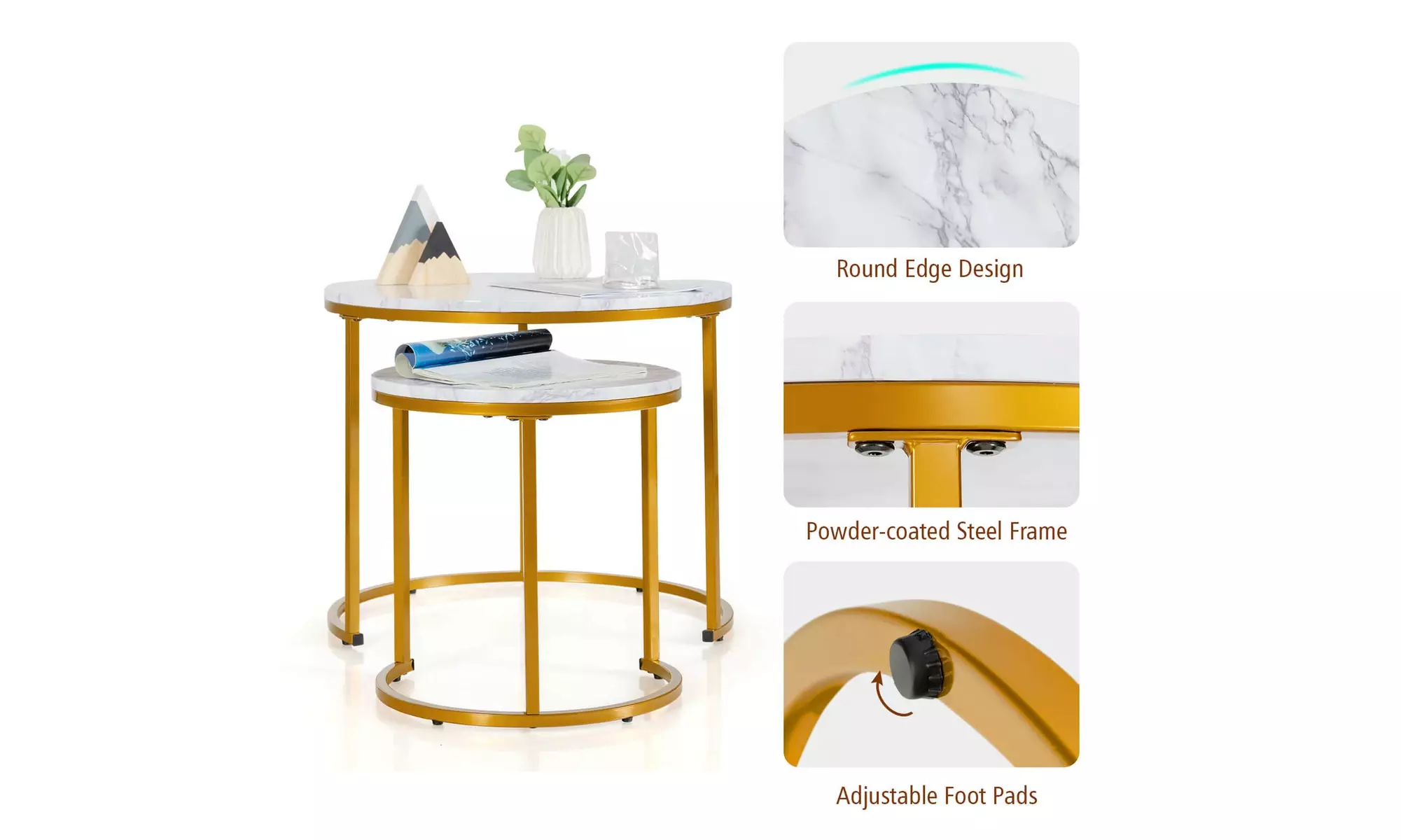 Set of Two Costway Nesting Coffee Side Tables
