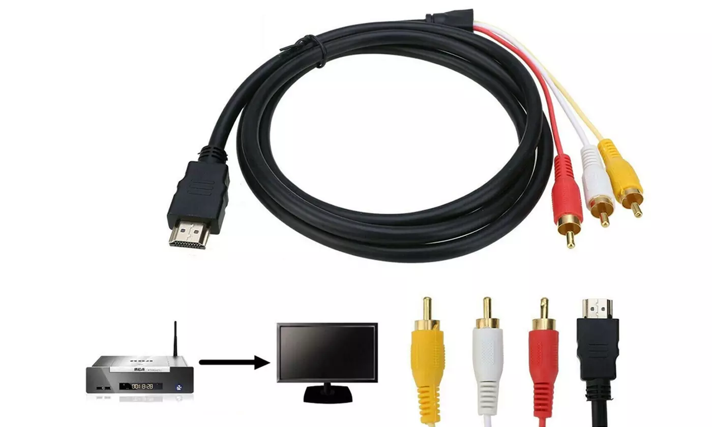 1080P HDMI Male to 3 RCA S-video AV Audio Cable Cord Adapter for TV HDTV DVD - Primary Image
