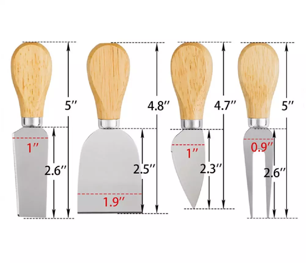 4 Pcs Stainless Steel Cheese Knife Set with Wooden Handle-Cheese Slicer Cutter
