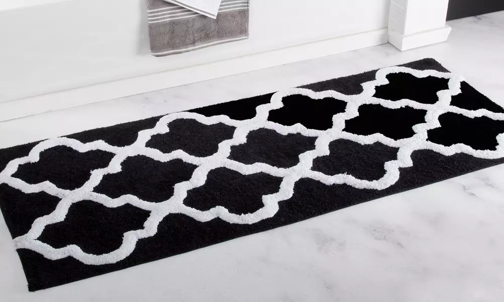 Oversized Lavish Home 100% Cotton Trellis Bathroom Mat (24" by 60")