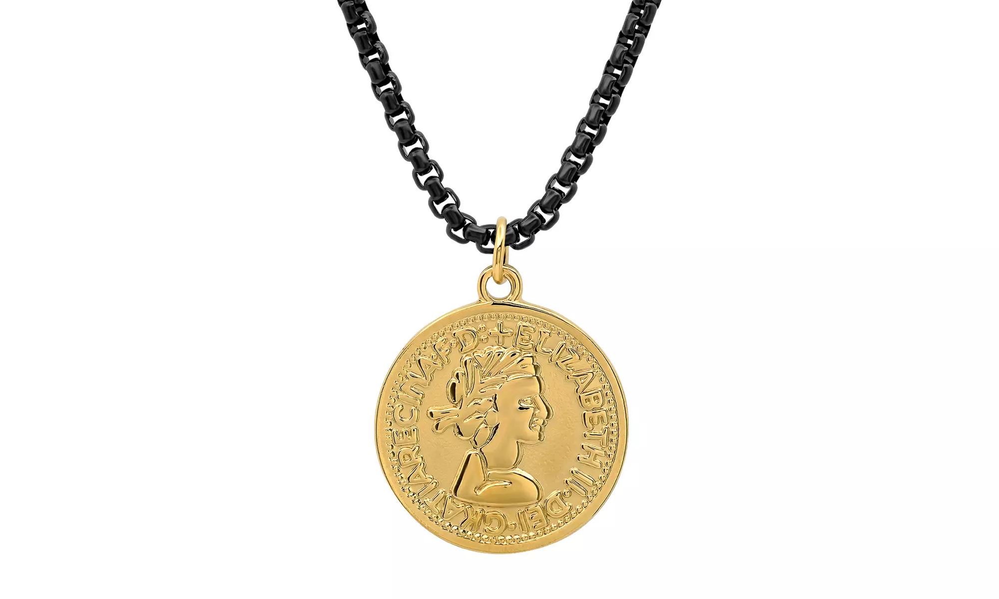 Men's Stainless Steel Queen Elizabeth II Coin Pendant - Second Medium
