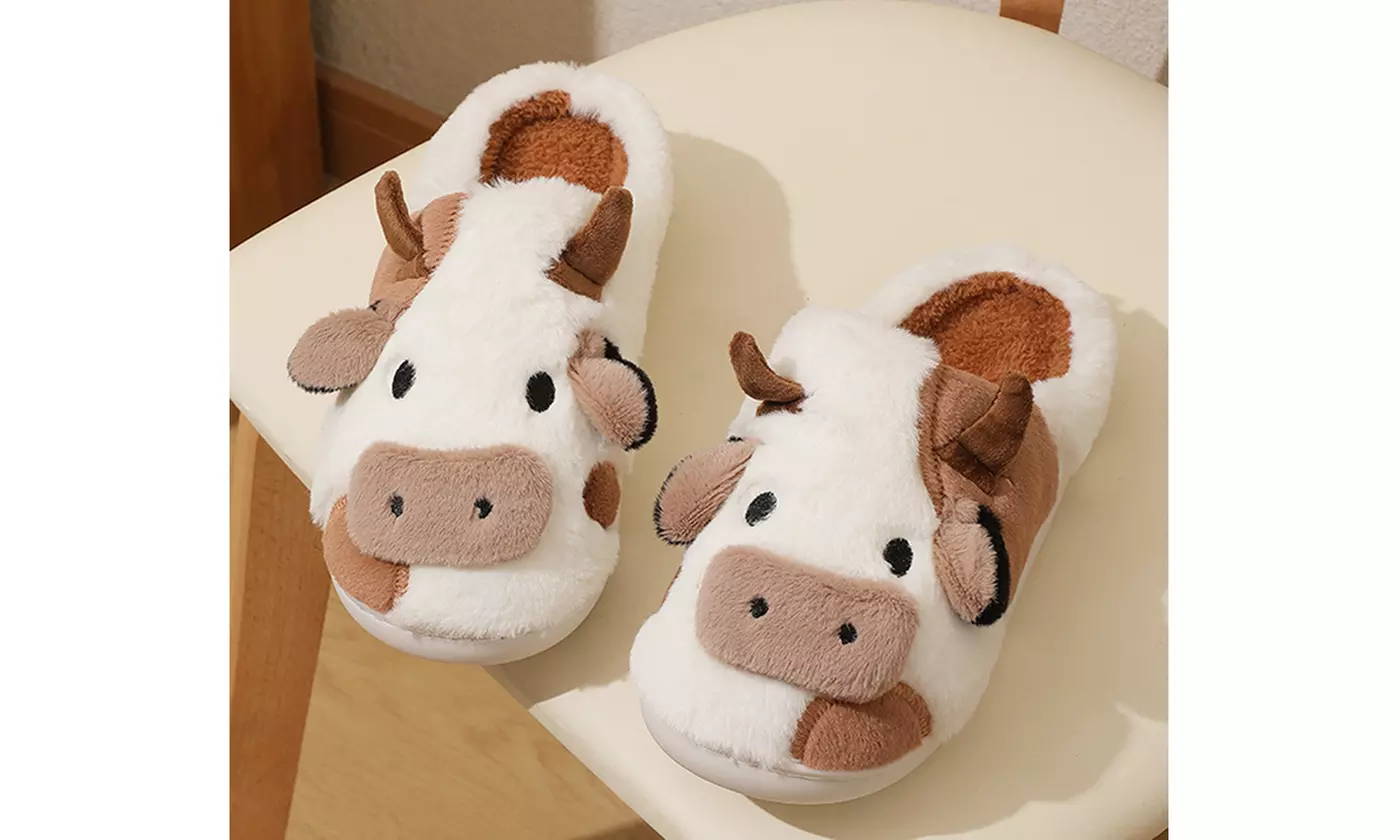  Women's Cute Cow Slippers