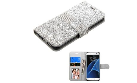 Insten Leather Wallet Diamante Case with Card Slot For Samsung...!