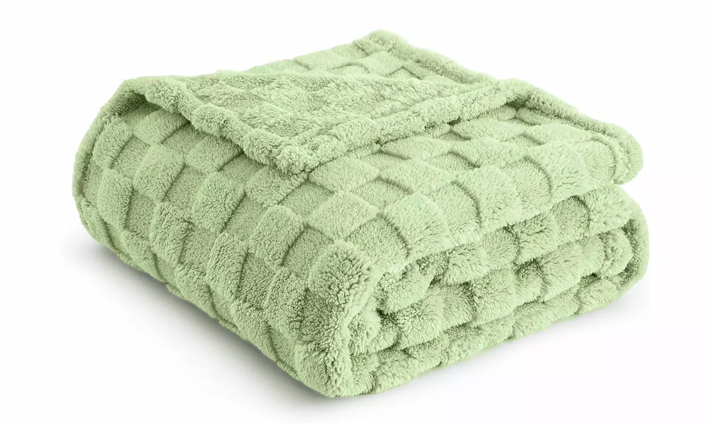 ItBelongs2U 59" Soft Cozy Fleece 3D Checkered Throw Blanket for Couch Warmer