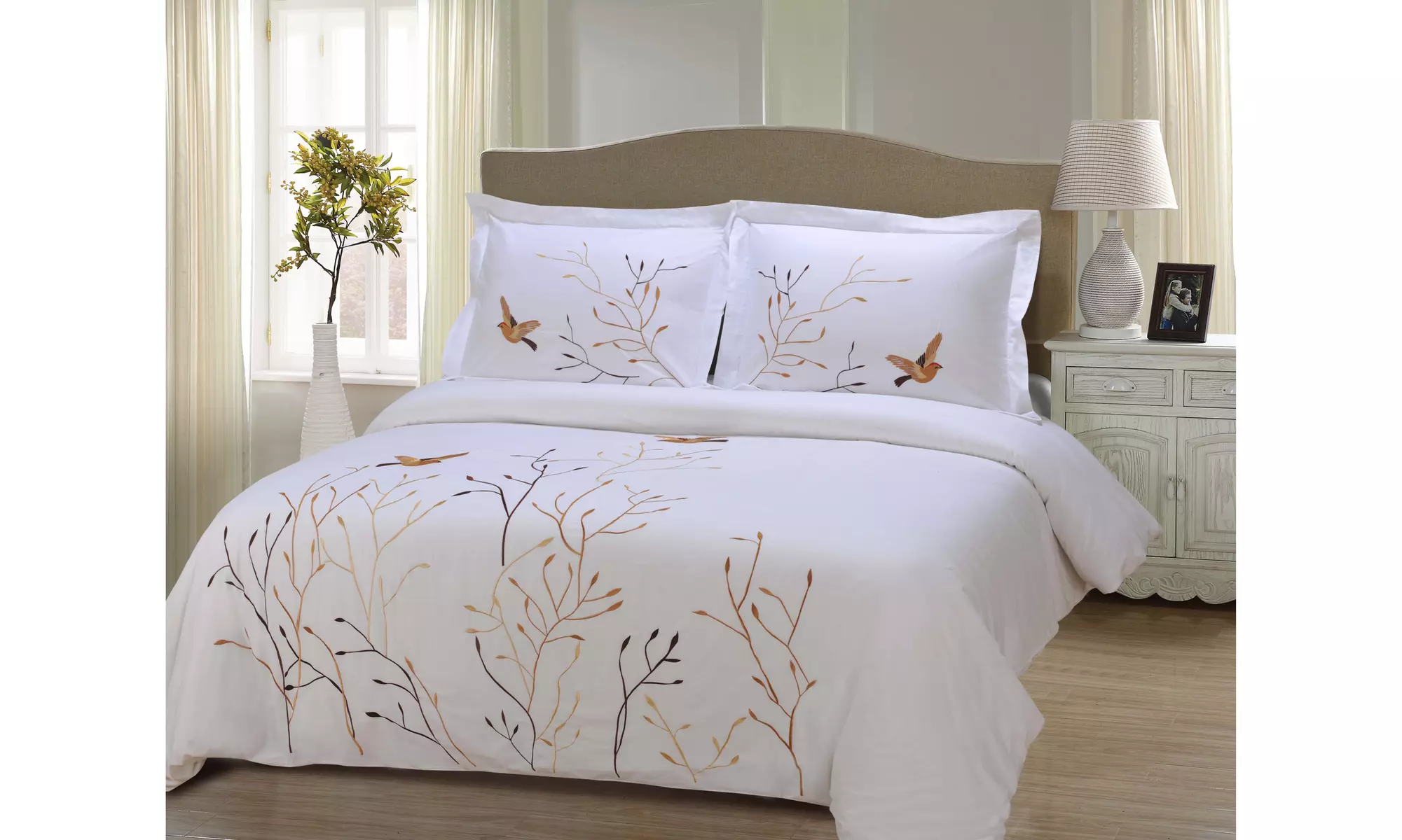 Superior 100% Cotton Breathable Duvet Cover & Pillow Sham 3 Piece Bedding Set