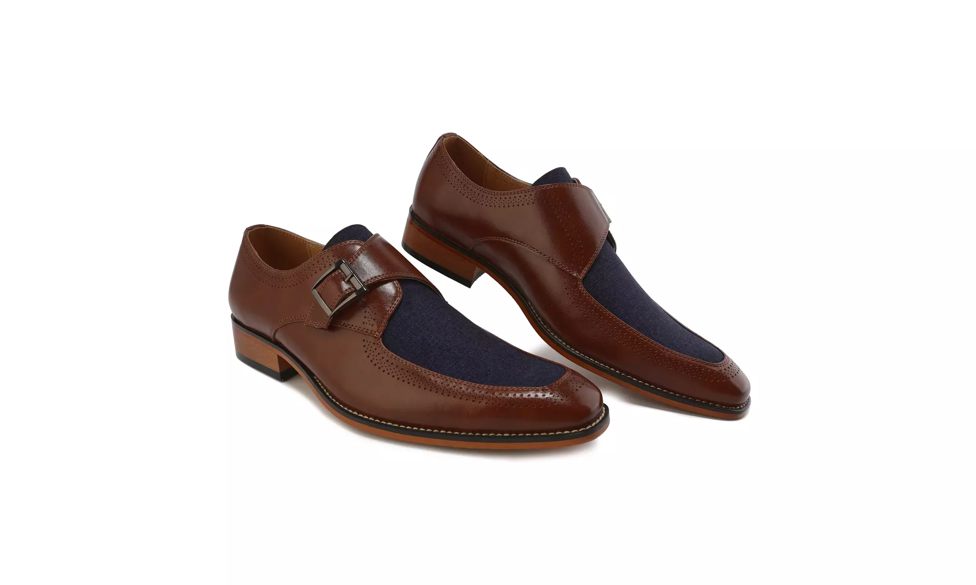 Gino Vitale Moc Toe Monk Strap Two-Tone Loafer