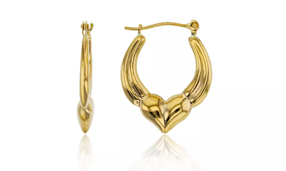 14K Yellow Gold 22x3mm Polished Heart Hoop Earring - Primary Image