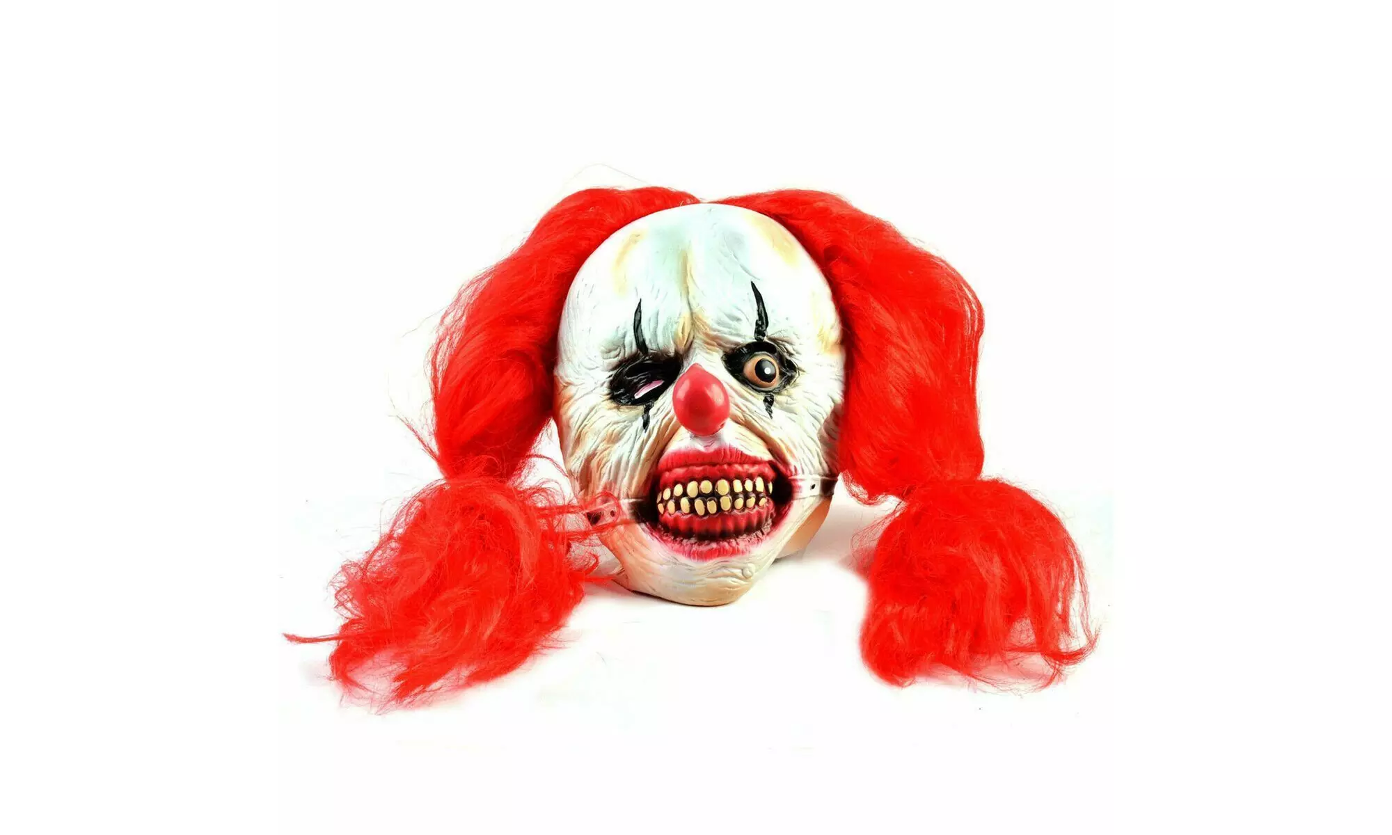 Halloween Party Scary Cosplay Red Hair Smile Clown Latex Mask Ugly Fancy Props - Second Medium