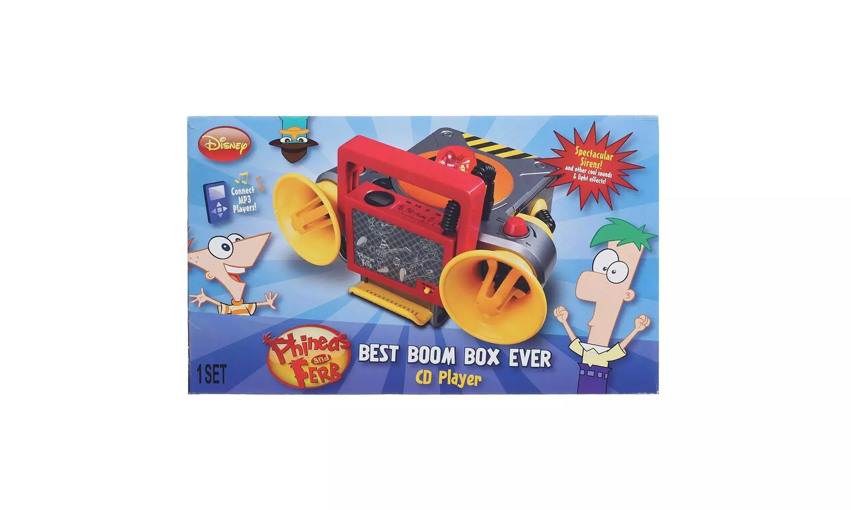 Disney PF500B Boombox CD Player w Text Display Aux Input Siren Light - Second Medium