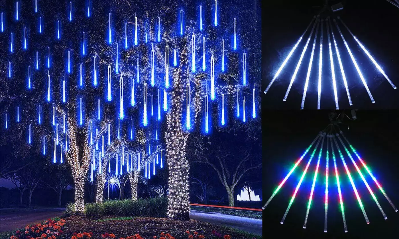 8 Tube LED Shower Rain Lights Snowfall Lamp Falling Raindrop Fairy String Light - Primary Image