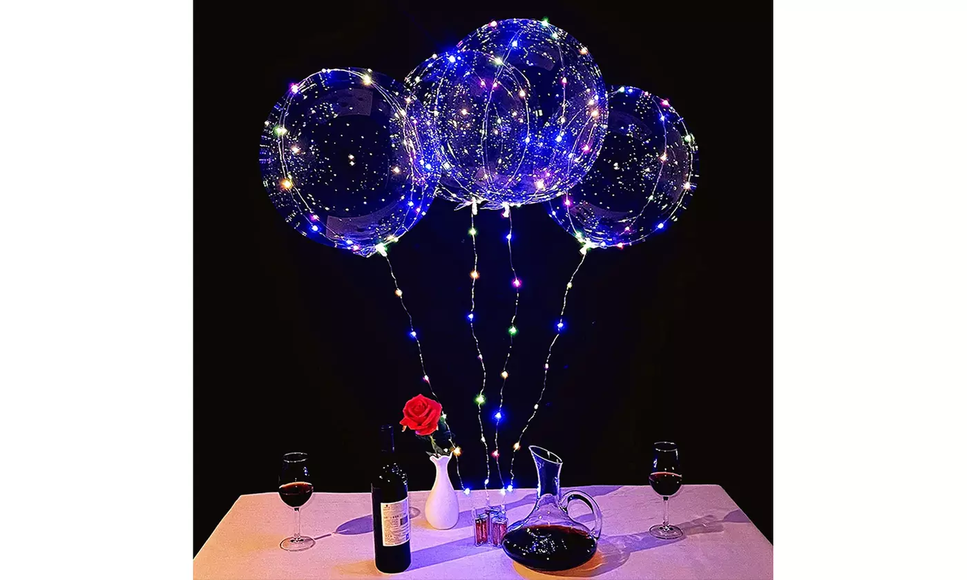 10 Pack LED Light Up Bobo Baloons Ballons Valentine's day Party Decoration - Primary Image