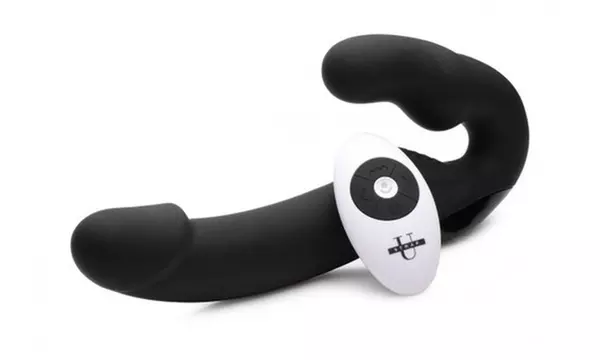 Urge Silicone Strapless Strap On With Remote- Black - Second Medium
