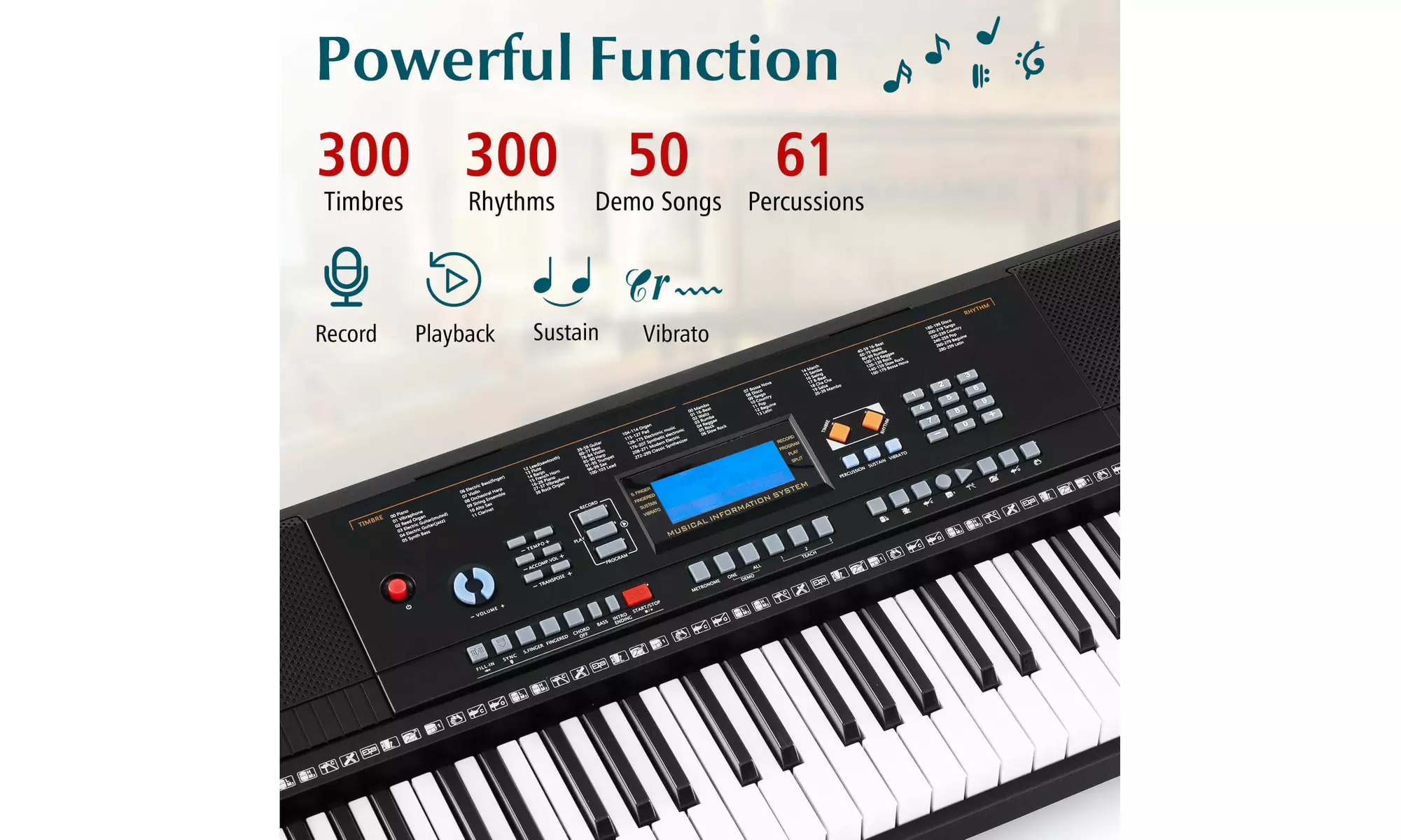 Sonart 61-Key Electronic Keyboard Piano Starter Set w/Stand Bench Headphones
