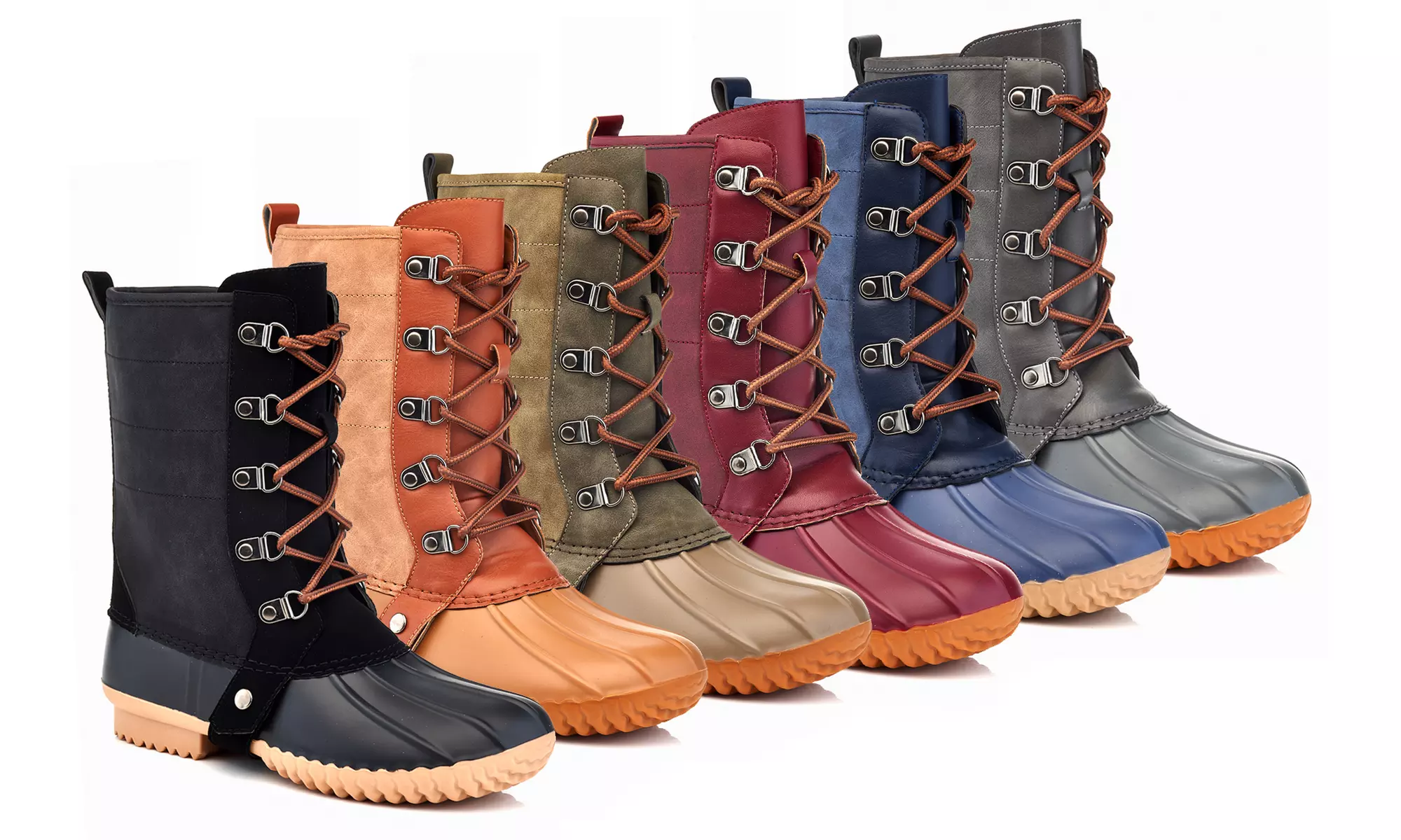 Women's Classic Mid-Calf Waterproof Duck Boots Full Side Zipper 6 colors - Primary Image