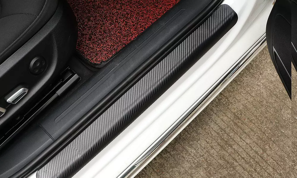 Car Doorstep Door Sill Anti-Scratch Carbon Fiber Protective Stickers (4 Pack) - Primary Image