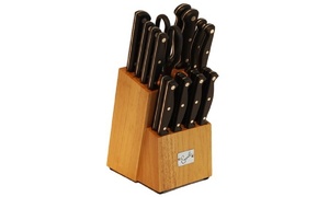 Stainless- Steel Knife Set with Rubberwood Stand (18 Pieces)