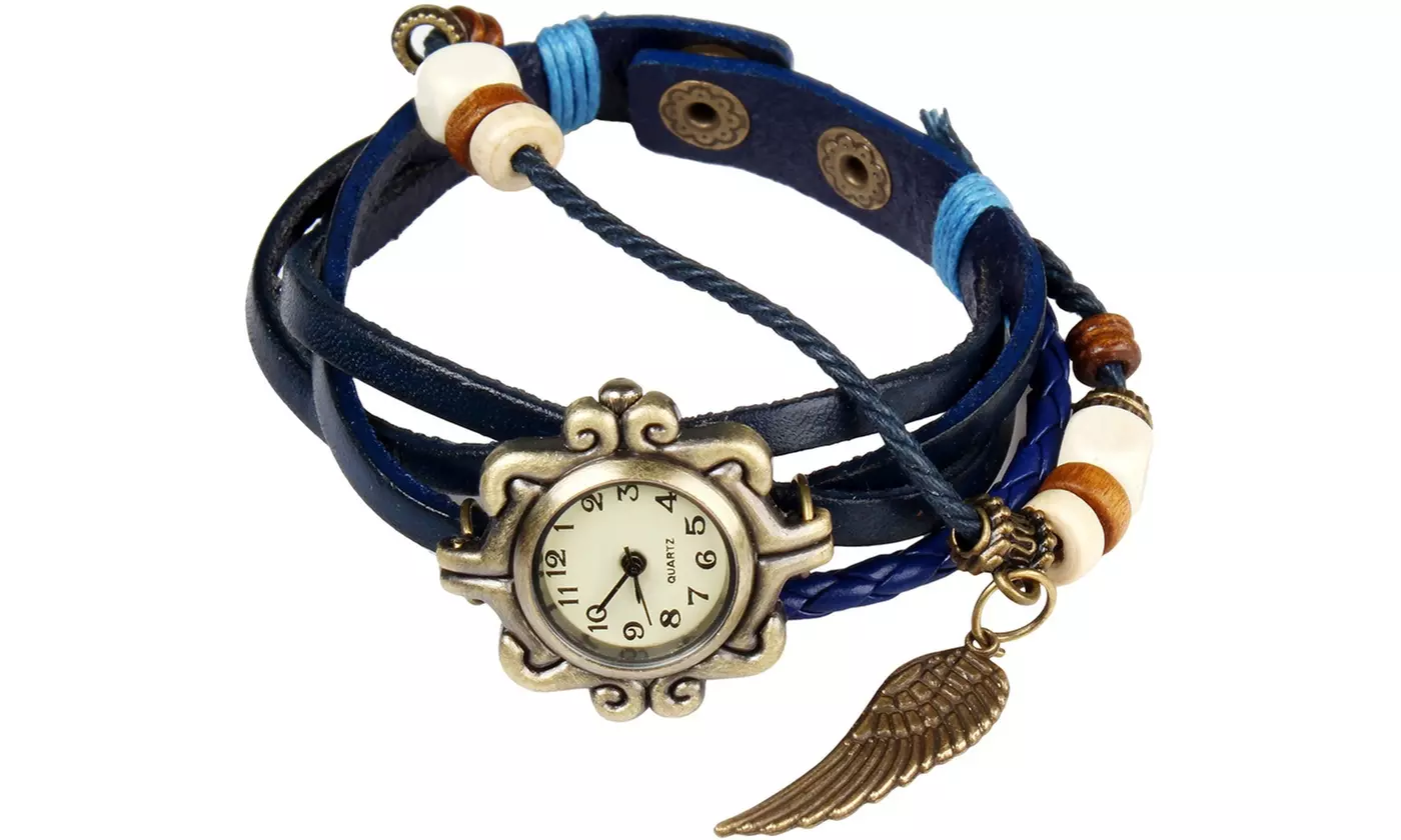 Women's Vintage Bohemian Vegan Leather Watch  (Charm And Color Choices)