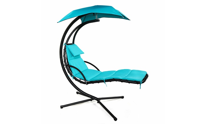 Hammock Chair Hanging Chaise Lounger Outdoor Patio Swing Stand With Canopy Arc Groupon