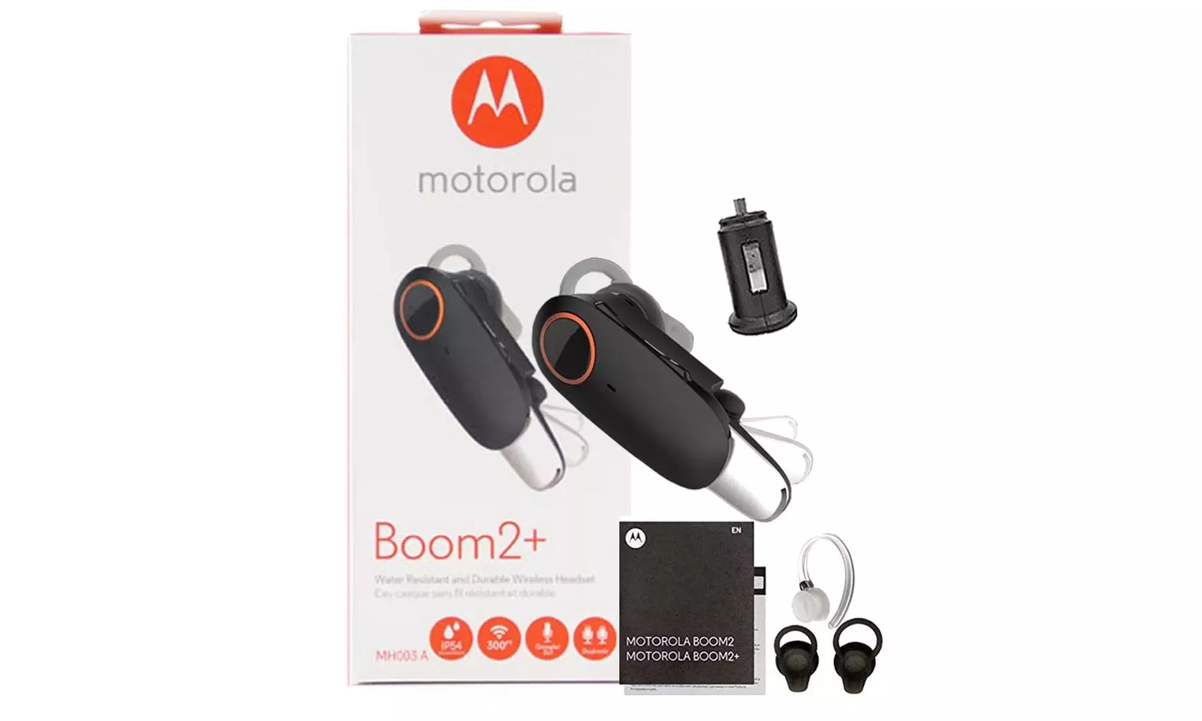 Motorola Boom 2 PLUS HD Flip Durable Bluetooth Headset W/ Car Charger - Primary Image