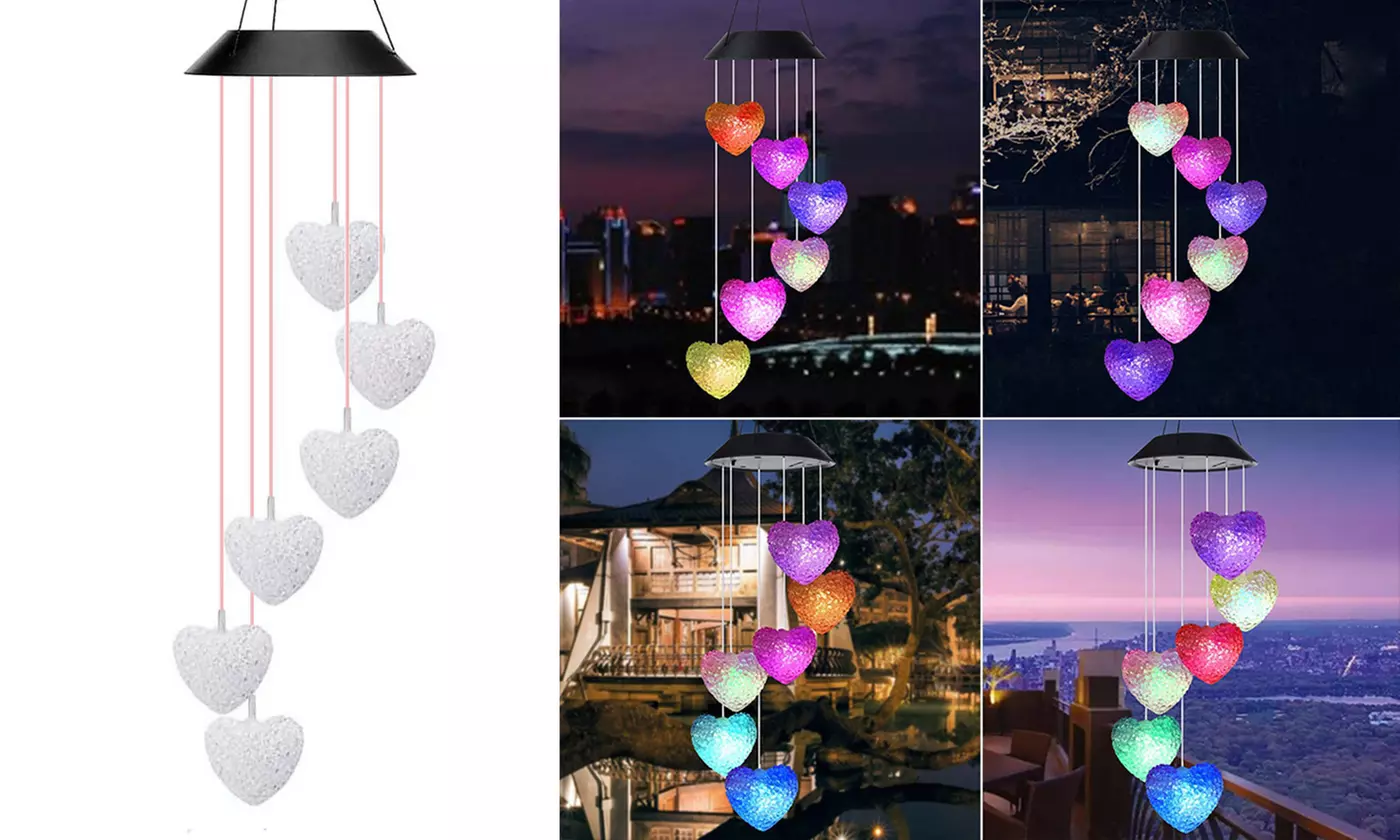 LED Changing Color Solar Hummingbird Wind Chime Waterproof Wind Chimes