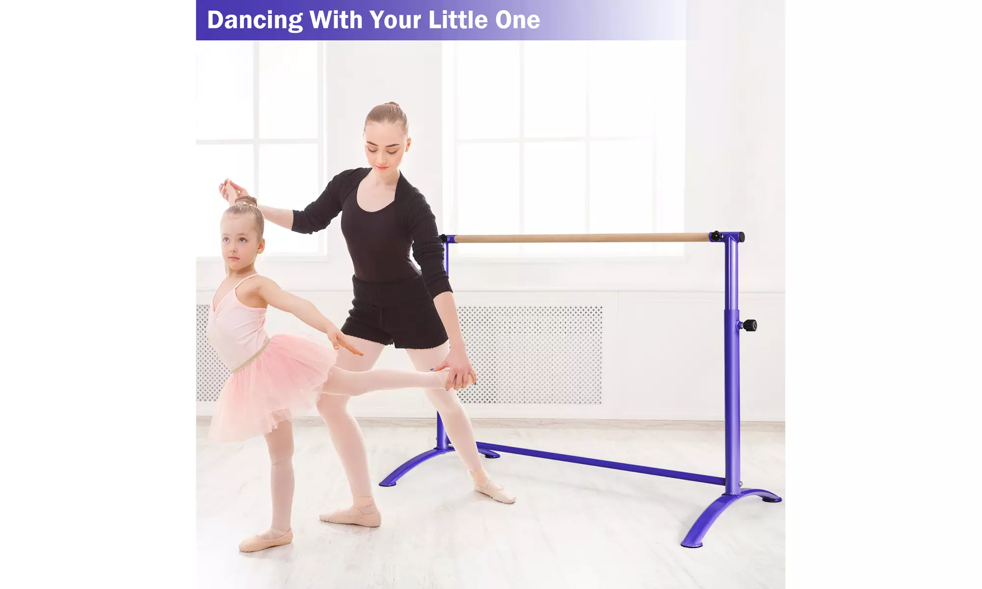Costway 51'' Portable Freestanding Stretching Dancing Ballet Bar 4 Heights
