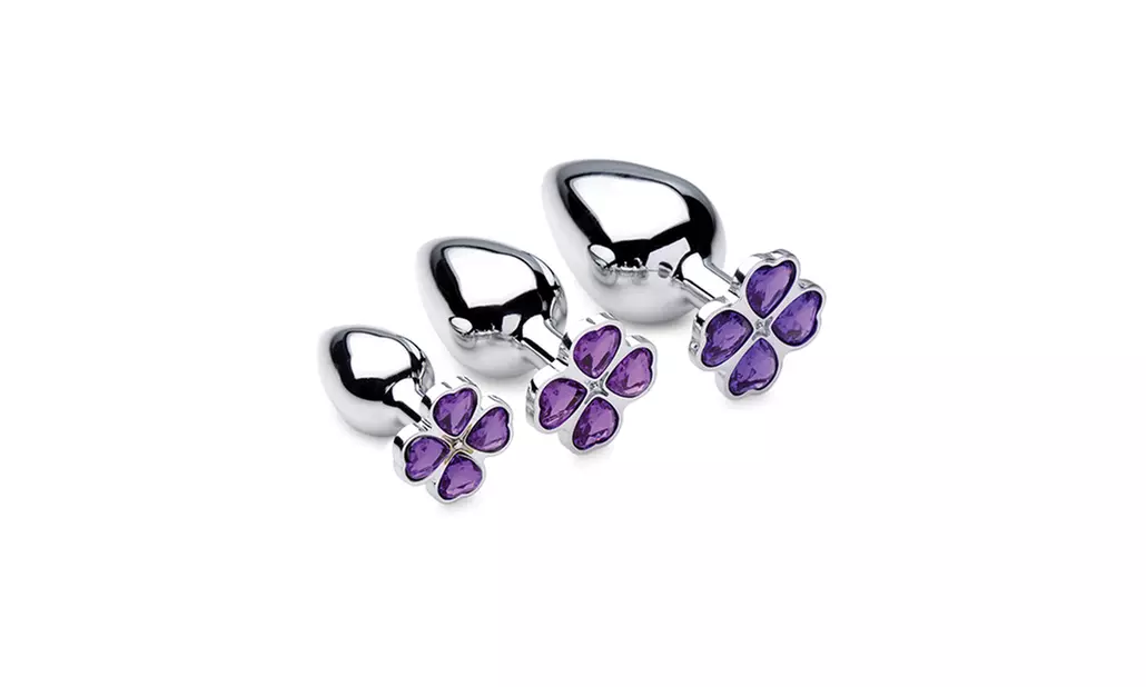 Violet Flower Gem Anal Plug Set - Primary Image