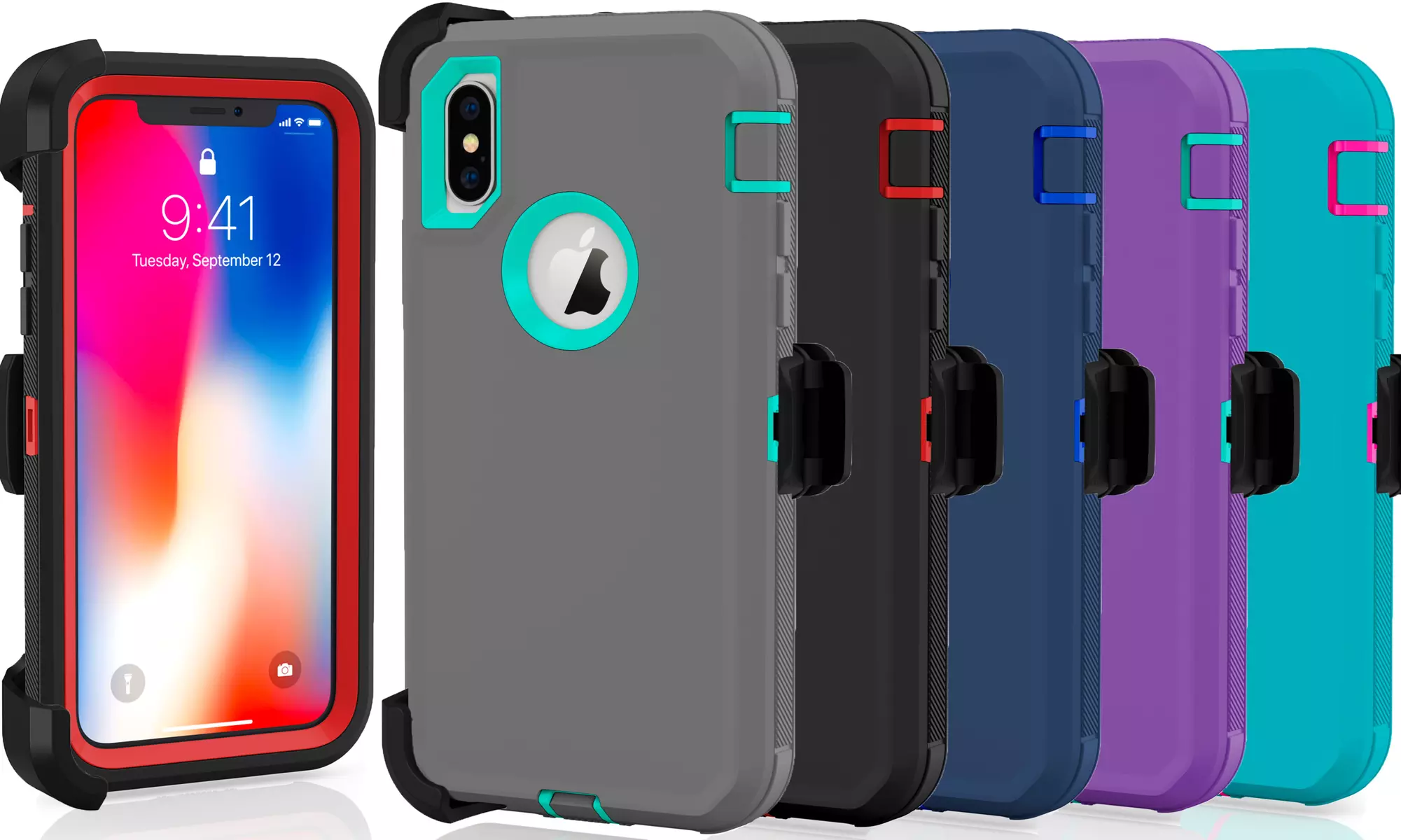 Apple iPhone 10 XS / MAX / XR Protective Shockproof Hybrid Defender Case w/ Clip - Primary Image