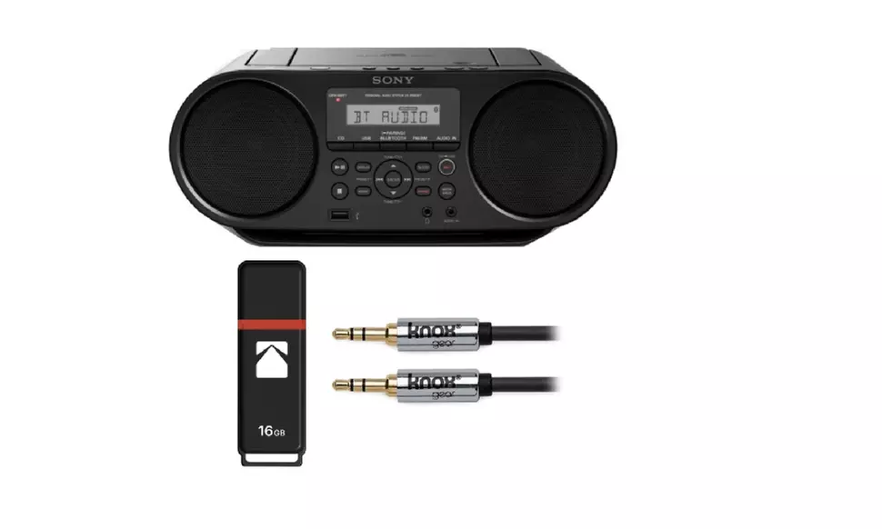 Sony ZSRS60BT CD Boombox (Black) w/ Sony 8GB Micro Vault & Accessory Bundle - Primary Image