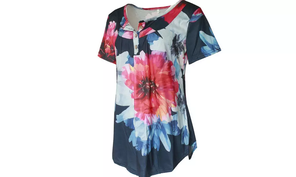 Women's Button Up Summer Short Sleeve Casual Tops Tunic Shirts Blouses