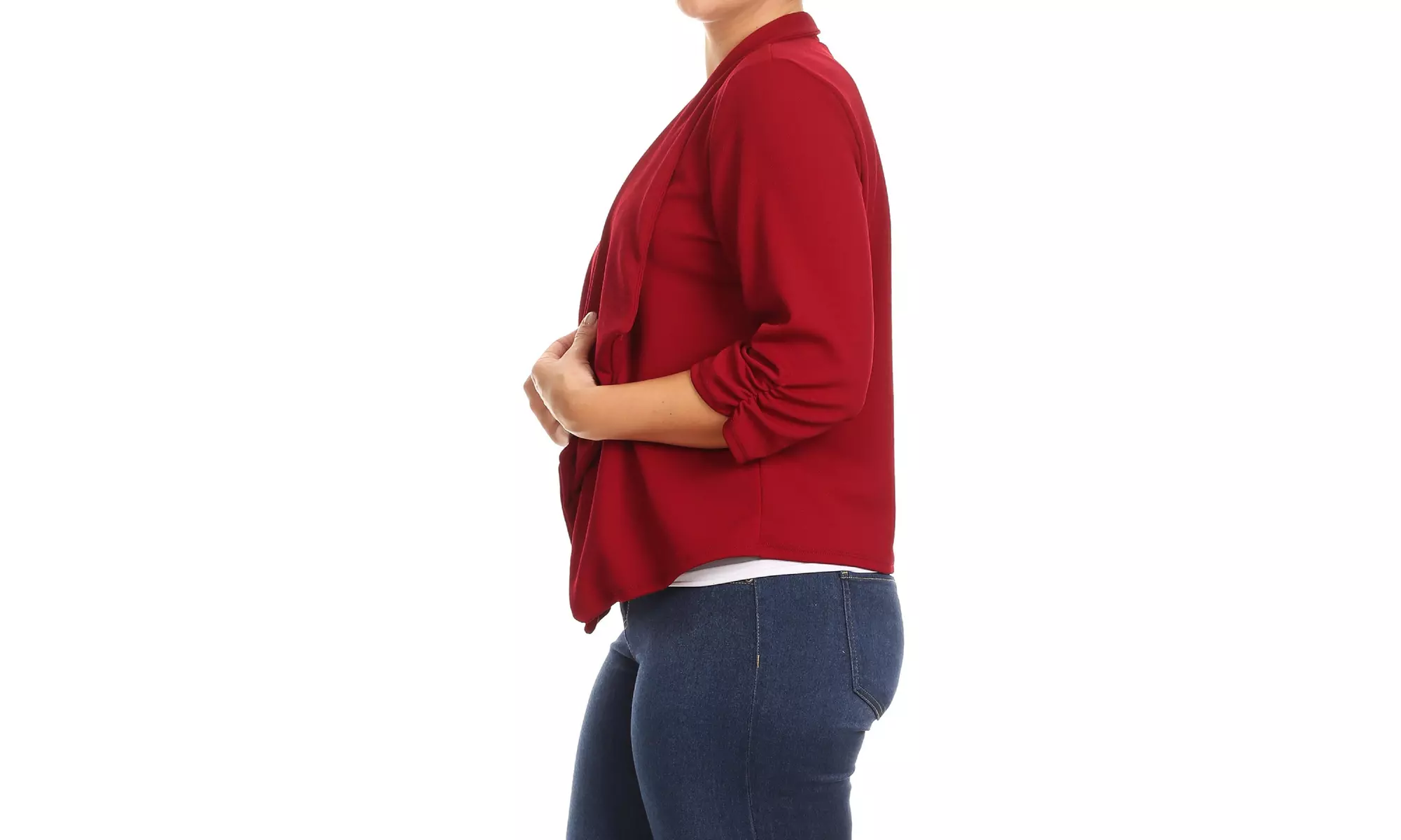 Women's Casual Plus Size Solid Open Front Blazer Jacket 