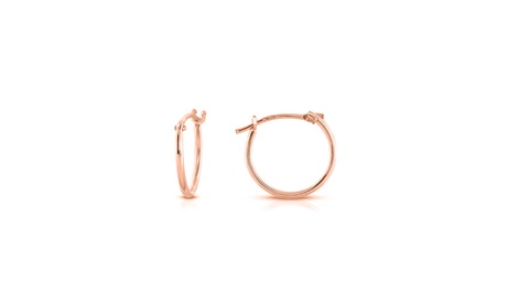 Solid 14k Rose Gold 12mm French Lock Hoops Rose Gold