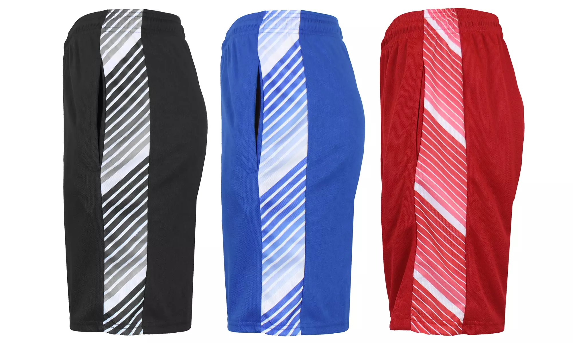 (3-Pack) Men's Moisture Wicking Performance Mesh Shorts With Side Trim Design