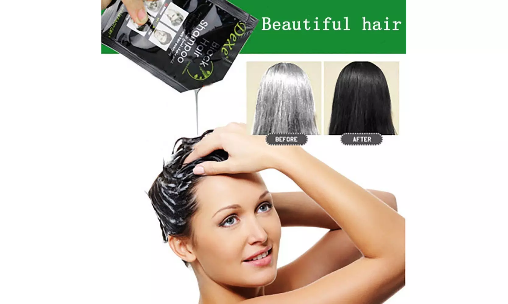 10PCS Black Hair Shampoo White Hair into Black Instant Hair Dye Natural Black - Primary Image