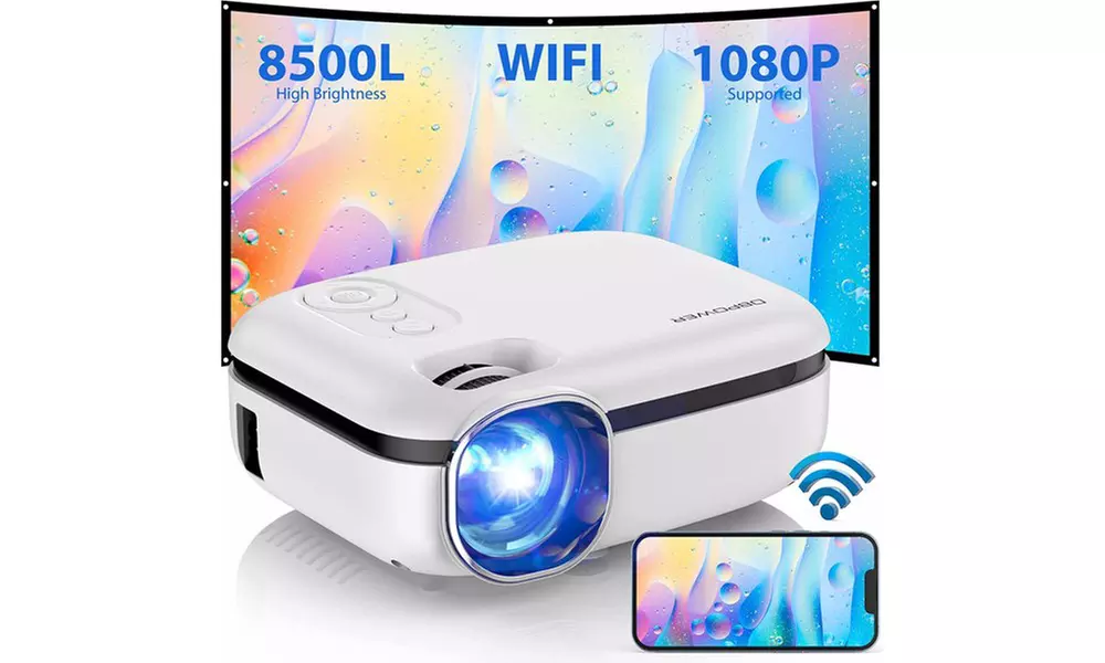 WiFi Mini Projector, 8500L WiFi Projector 1080P Full HD Display Video Projector - Primary Image