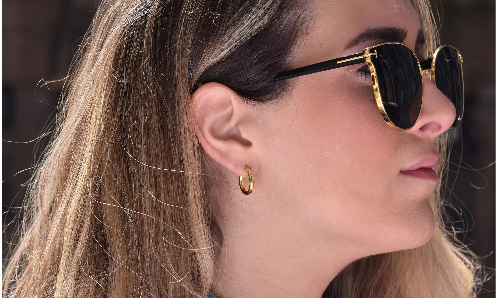 Sterling Silver 14k Gold Plated 3MM High Polished Hoop Earrings