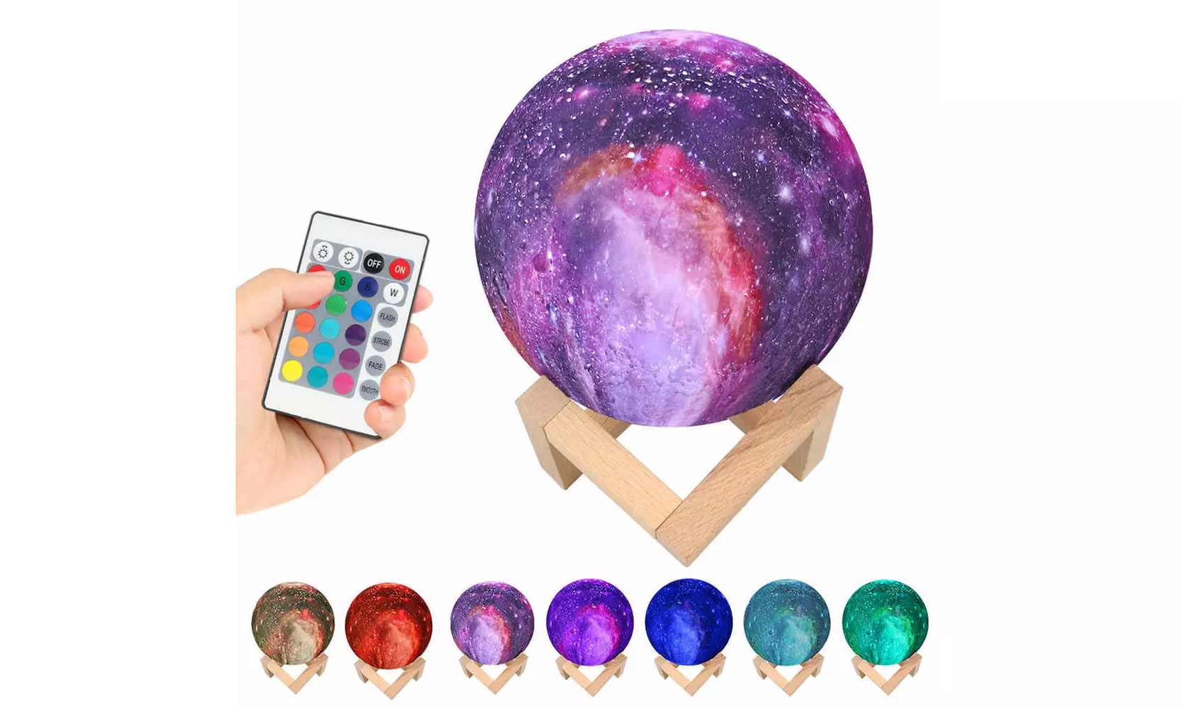 Moon, Galaxy, or Earth Color-Changing 3D Lamp w/ Touch Sensor & Remote Control