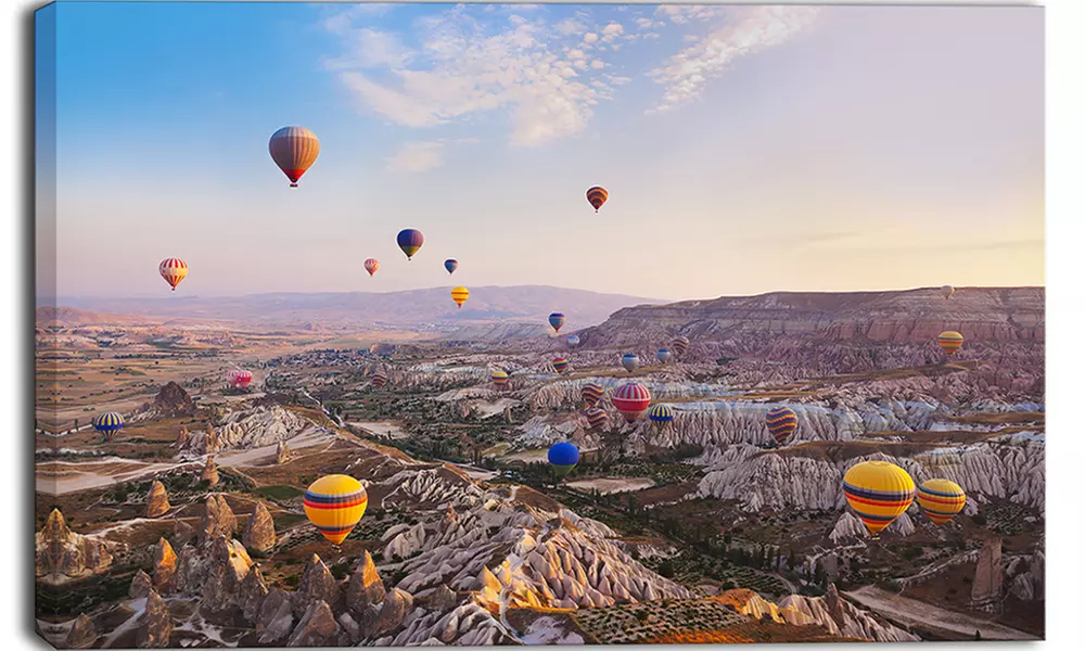 Hot Air Balloon Flying - Photography Canvas Art Print - Primary Image