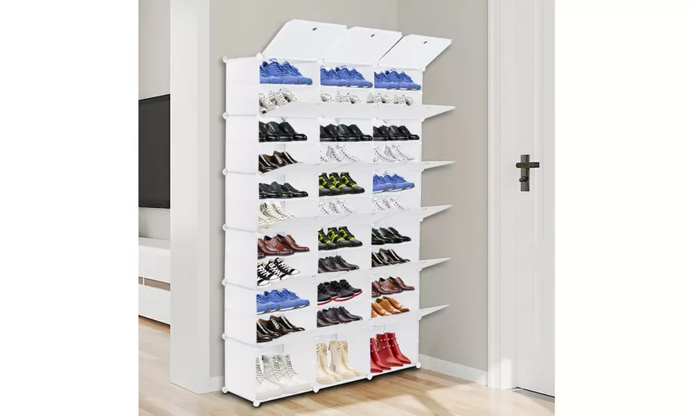 12-Tier 72 Pair Shoe Rack Organizer 36 Grids Tower Shelf Storage Cabinet - Second Medium