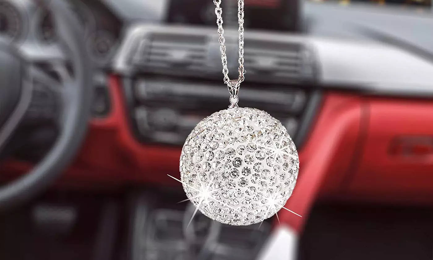 Car Pendant Crystal Ball Ornament Rear View Mirror Hanging Decor Accessories - Primary Image