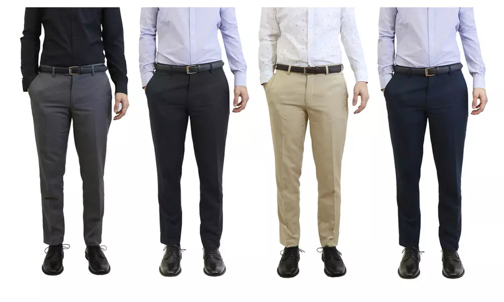 Men's Slim-Fit Belted Dress Pants - Primary Image