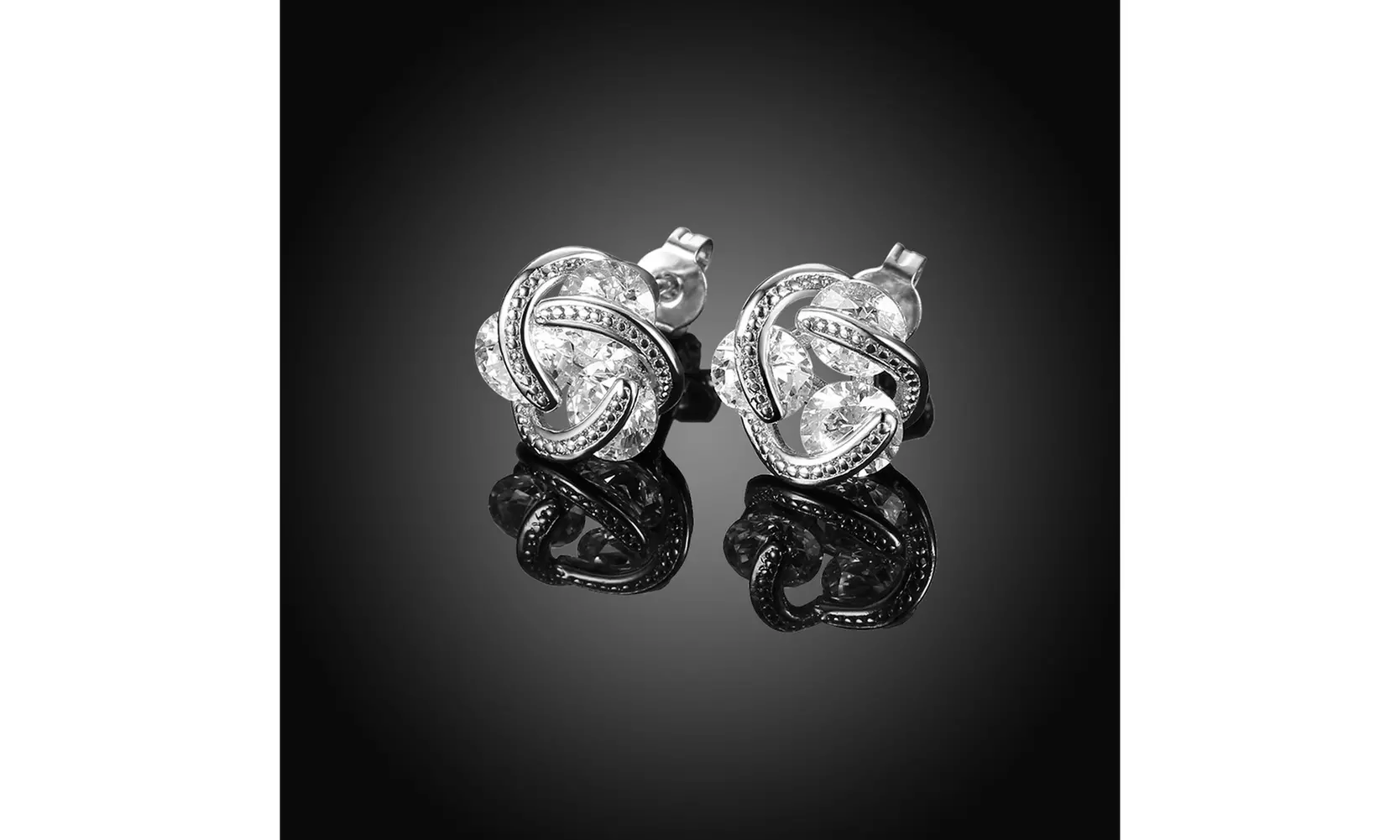 18K White Gold Floating Stones Caged Earrings with crystals from Swarovski