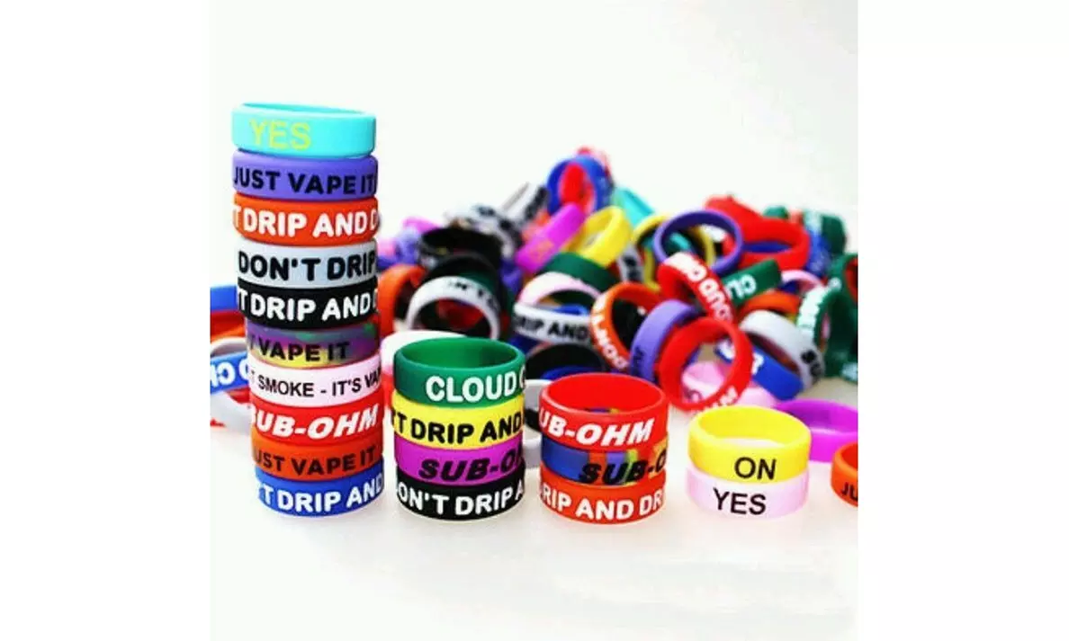 10 PACK Mixed colors  Anti Slip Protective Silicone Rings Vape Bands - Primary Image