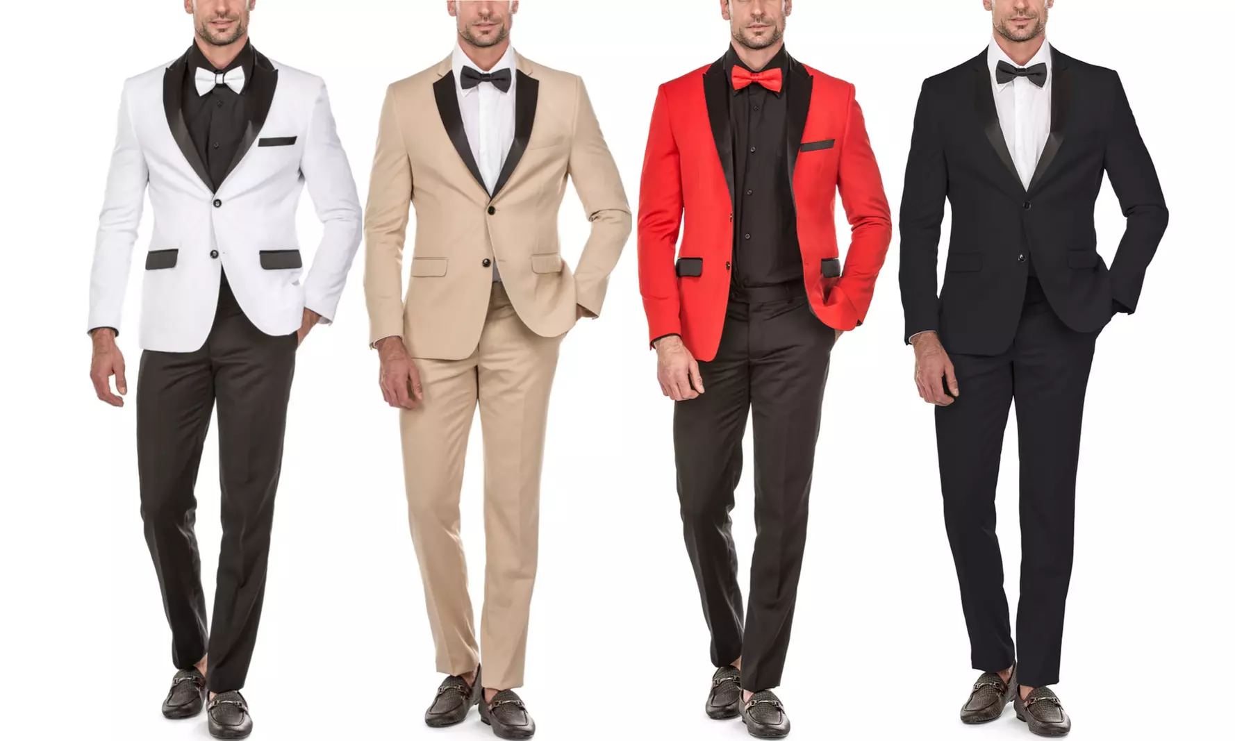 Porto Filo Men's 2 Piece Slim Fit Tuxedo Suit (white,beige,red, black) - Primary Image