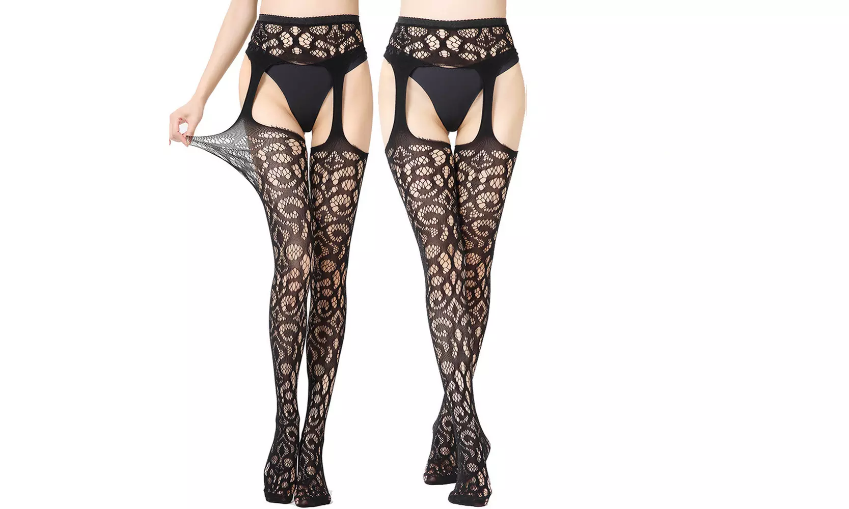 2-Pack Fishnet Tights Thigh High Stockings Pantyhose for Women