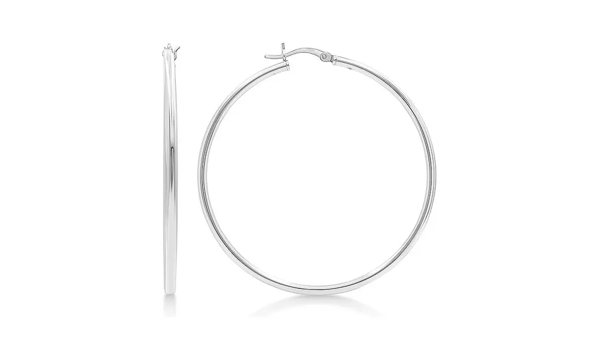2MM French Lock Hoop 925 Sterling Silver Earrings - 10MM-65MM 